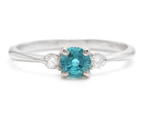 1.30 Carats Natural Very Nice Looking Zircon and Diamond 14K Solid White Gold Ring