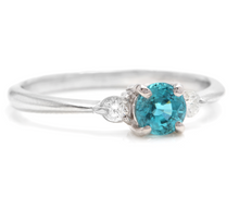 Load image into Gallery viewer, 1.30 Carats Natural Very Nice Looking Zircon and Diamond 14K Solid White Gold Ring