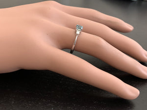 1.30 Carats Natural Very Nice Looking Zircon and Diamond 14K Solid White Gold Ring