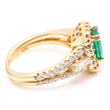 Load image into Gallery viewer, 2.75 Carats Natural Emerald and Diamond 14K Solid Yellow Gold Ring