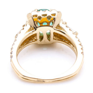 2.75 Carats Natural Emerald and Diamond 14K Solid Yellow Gold Ring