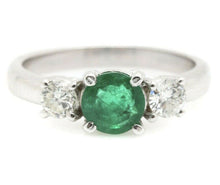 Load image into Gallery viewer, 1.32 Carats Natural Emerald and Diamond 14K Solid White Gold Ring