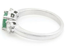Load image into Gallery viewer, 1.32 Carats Natural Emerald and Diamond 14K Solid White Gold Ring