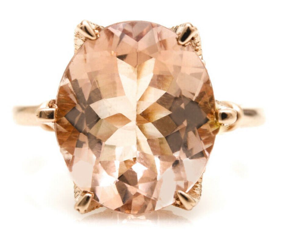 4.08 Carats Natural Morganite and Diamond 14K Solid Rose Gold Ring