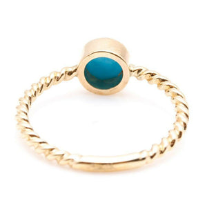 Splendid Exquisite Natural Turquoise 14K Solid Yellow Gold Ring
