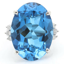 Load image into Gallery viewer, 25.25 Carats Impressive Natural Swiss Blue Topaz and Diamond 14K Solid White Gold Ring