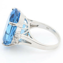 Load image into Gallery viewer, 25.25 Carats Impressive Natural Swiss Blue Topaz and Diamond 14K Solid White Gold Ring