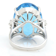 Load image into Gallery viewer, 25.25 Carats Impressive Natural Swiss Blue Topaz and Diamond 14K Solid White Gold Ring