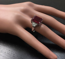 Load image into Gallery viewer, 13.60 Carats Impressive Natural Red Ruby and Diamond 14K White Gold Ring