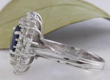 Load image into Gallery viewer, 2.70 Carats Natural Blue Sapphire and Diamond 14K Solid White Gold Ring