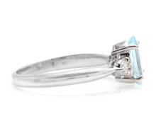 Load image into Gallery viewer, 1.16 Carats Impressive Natural Aquamarine and Diamond 14K Solid White Gold Ring