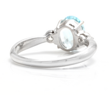 Load image into Gallery viewer, 1.16 Carats Impressive Natural Aquamarine and Diamond 14K Solid White Gold Ring