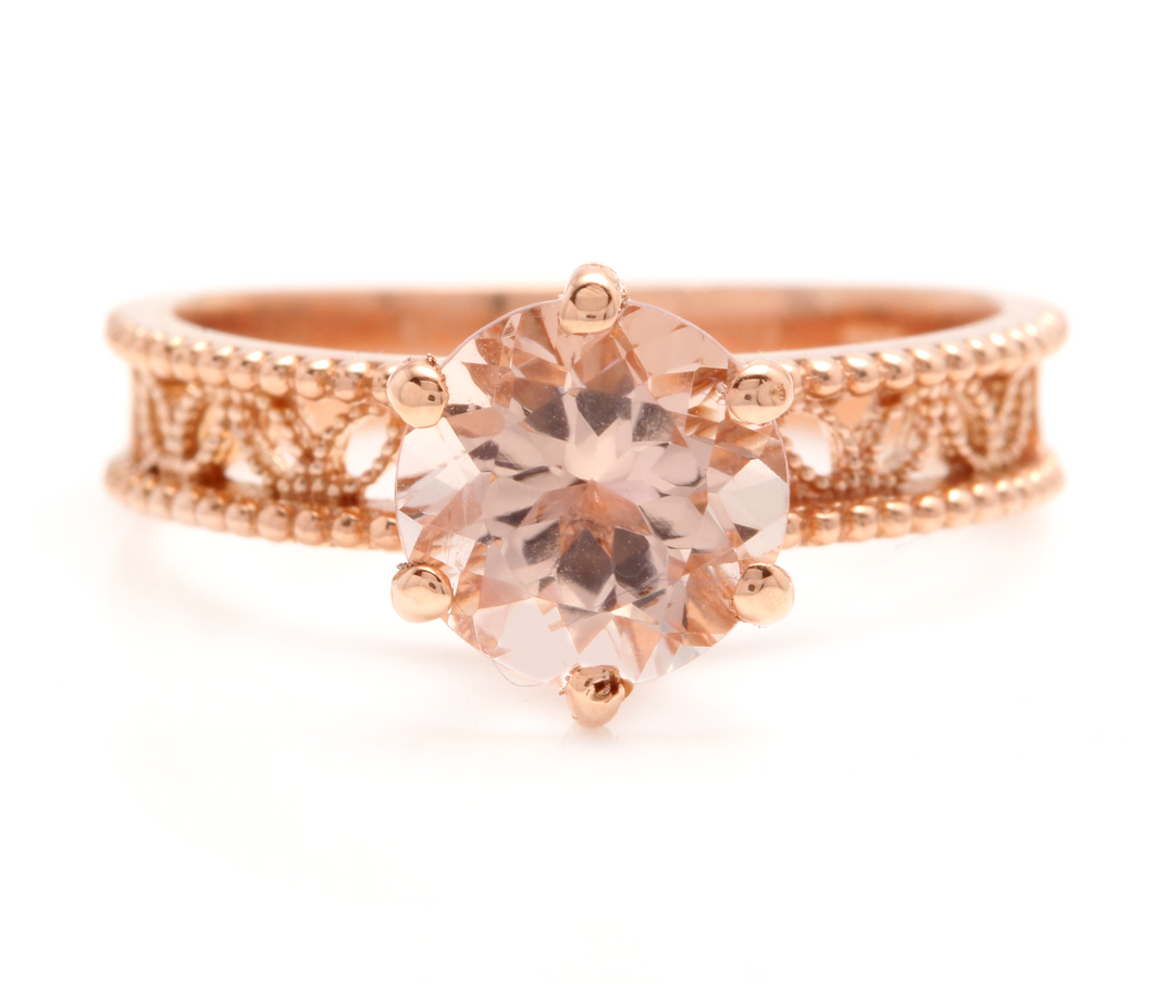 1.70 Carats Exquisite Natural Morganite 14K Solid Rose Gold Ring