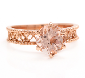 1.70 Carats Exquisite Natural Morganite 14K Solid Rose Gold Ring