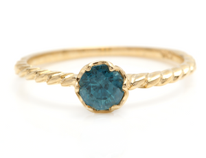Beautiful Natural Blue Zircon 14K Solid Yellow Gold Ring