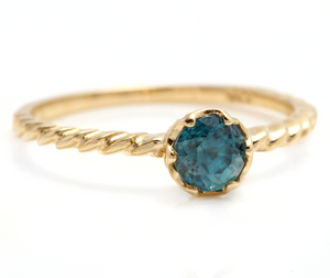 Beautiful Natural Blue Zircon 14K Solid Yellow Gold Ring