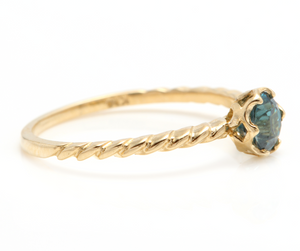 Beautiful Natural Blue Zircon 14K Solid Yellow Gold Ring