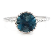 Load image into Gallery viewer, 2.00 Carats Natural London Blue Topaz 14K Solid White Gold Ring