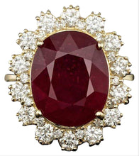 Load image into Gallery viewer, 11.90 Carats Red Ruby and Natural Diamond 14k Solid Yellow Gold Ring