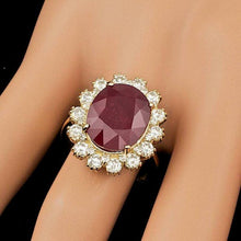 Load image into Gallery viewer, 11.90 Carats Red Ruby and Natural Diamond 14k Solid Yellow Gold Ring