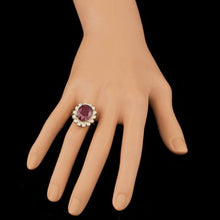 Load image into Gallery viewer, 11.90 Carats Red Ruby and Natural Diamond 14k Solid Yellow Gold Ring