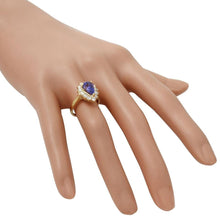 Load image into Gallery viewer, 2.55 Carats Natural Splendid Tanzanite and Diamond 14K Solid Yellow Gold Ring