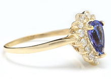Load image into Gallery viewer, 2.55 Carats Natural Splendid Tanzanite and Diamond 14K Solid Yellow Gold Ring