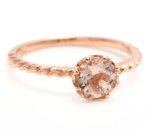 1.00 Carats Exquisite Natural Morganite 14K Solid Rose Gold Ring