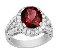 Load image into Gallery viewer, 5.35 Carats Natural Very Nice Looking Tourmaline and Diamond 14K Solid White Gold Ring