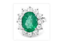 Load image into Gallery viewer, 5.80 Carats Natural Emerald and Diamond 14K Solid White Gold Ring
