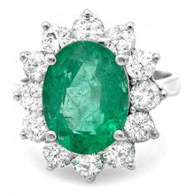 Load image into Gallery viewer, 5.80 Carats Natural Emerald and Diamond 14K Solid White Gold Ring