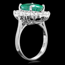 Load image into Gallery viewer, 5.80 Carats Natural Emerald and Diamond 14K Solid White Gold Ring