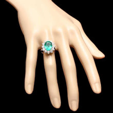 Load image into Gallery viewer, 5.80 Carats Natural Emerald and Diamond 14K Solid White Gold Ring
