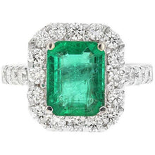 Load image into Gallery viewer, 4.30 Carats Natural Emerald and Diamond 14K Solid White Gold Ring