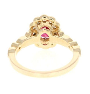 1.70 Carats Impressive Natural Red Ruby and Diamond 14K Yellow Gold Ring