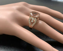 Load image into Gallery viewer, 10.15 Carats Exquisite Natural Morganite and Diamond 14K Solid Rose Gold Ring