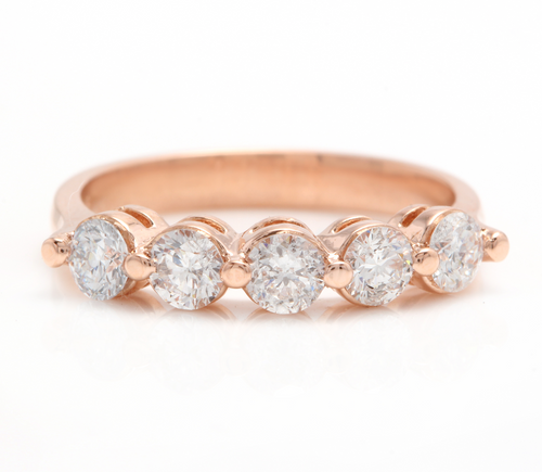 Splendid 0.85 Carats Natural Diamond 14K Solid Rose Gold Ring