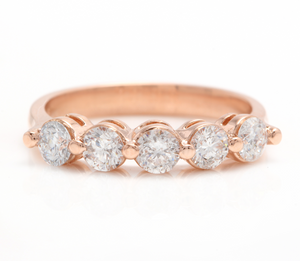 Splendid 0.85 Carats Natural Diamond 14K Solid Rose Gold Ring