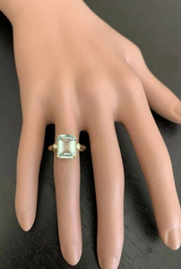 3.58 Carats Impressive Natural Aquamarine and Diamond 14K Yellow Gold Ring