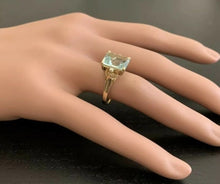 Load image into Gallery viewer, 3.58 Carats Impressive Natural Aquamarine and Diamond 14K Yellow Gold Ring