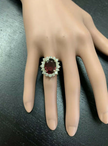 8.50 Carats Natural Very Nice Looking Tourmaline and Diamond 14K Solid Yellow Gold Ring