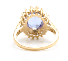 Load image into Gallery viewer, 3.80 Carats Natural Very Nice Looking Tanzanite and Diamond 14K Solid Yellow Gold Ring