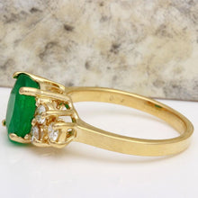Load image into Gallery viewer, 2.25 Carats Natural Emerald and Diamond 14K Solid Yellow Gold Ring