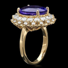 Load image into Gallery viewer, 9.70 Carats Natural Tanzanite and Diamond 14K Solid Yellow Gold Ring