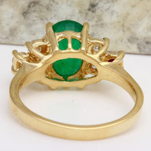 Load image into Gallery viewer, 2.25 Carats Natural Emerald and Diamond 14K Solid Yellow Gold Ring
