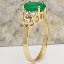 Load image into Gallery viewer, 2.25 Carats Natural Emerald and Diamond 14K Solid Yellow Gold Ring