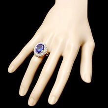 Load image into Gallery viewer, 9.70 Carats Natural Tanzanite and Diamond 14K Solid Yellow Gold Ring