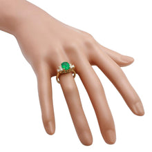 Load image into Gallery viewer, 2.25 Carats Natural Emerald and Diamond 14K Solid Yellow Gold Ring