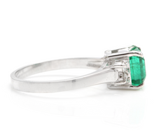 Load image into Gallery viewer, 2.25 Carats Natural Emerald and Diamond 14K Solid White Gold Ring