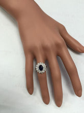 Load image into Gallery viewer, 3.00 Carats Natural Blue Sapphire and Diamond 14K Solid White Gold Ring